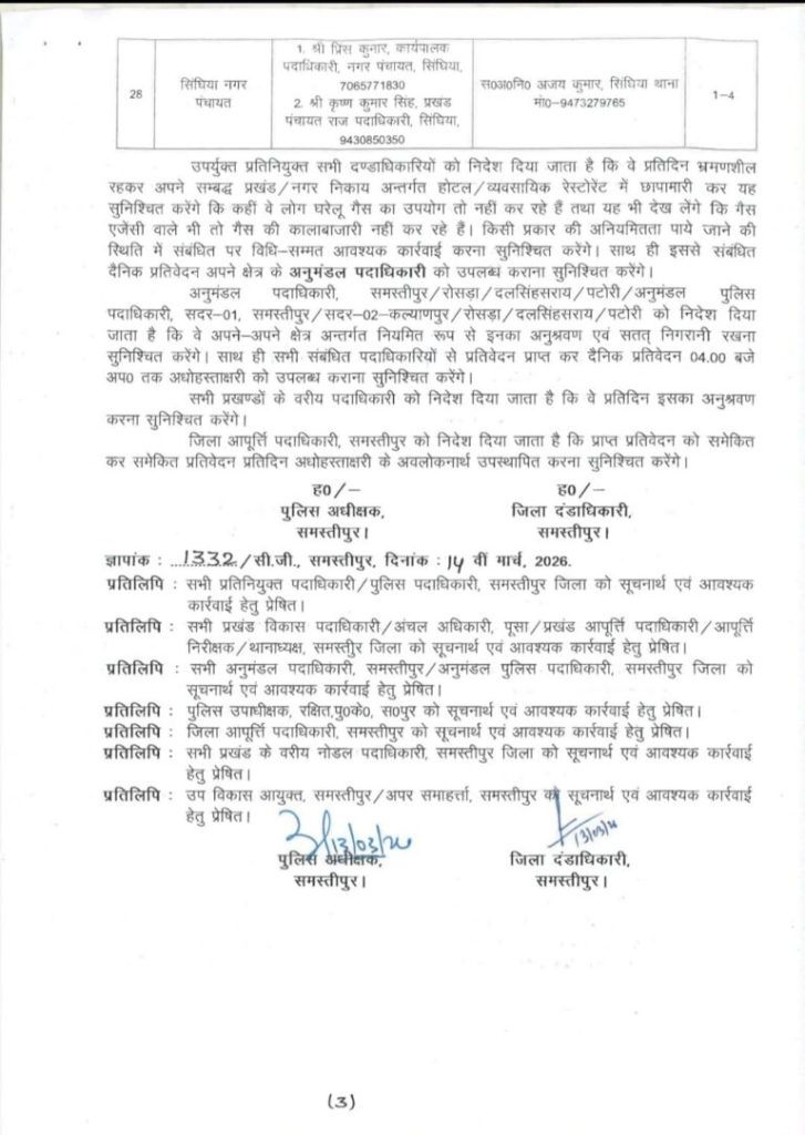 समस्तीपुर में घरेलू गैस के दुरुपयोग पर प्रशासन का कड़ा रुख, जांच के लिए बनीं संयुक्त टीमें; यहाँ देखें पूरी जानकारी 4 image 2